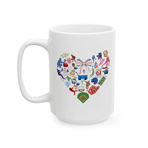 Baseball Heart 15 oz Ceramic Mug