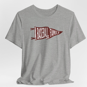 Baseball Family Pennant Unisex Short Sleeve T Shirt (available in multiple pennant colors)