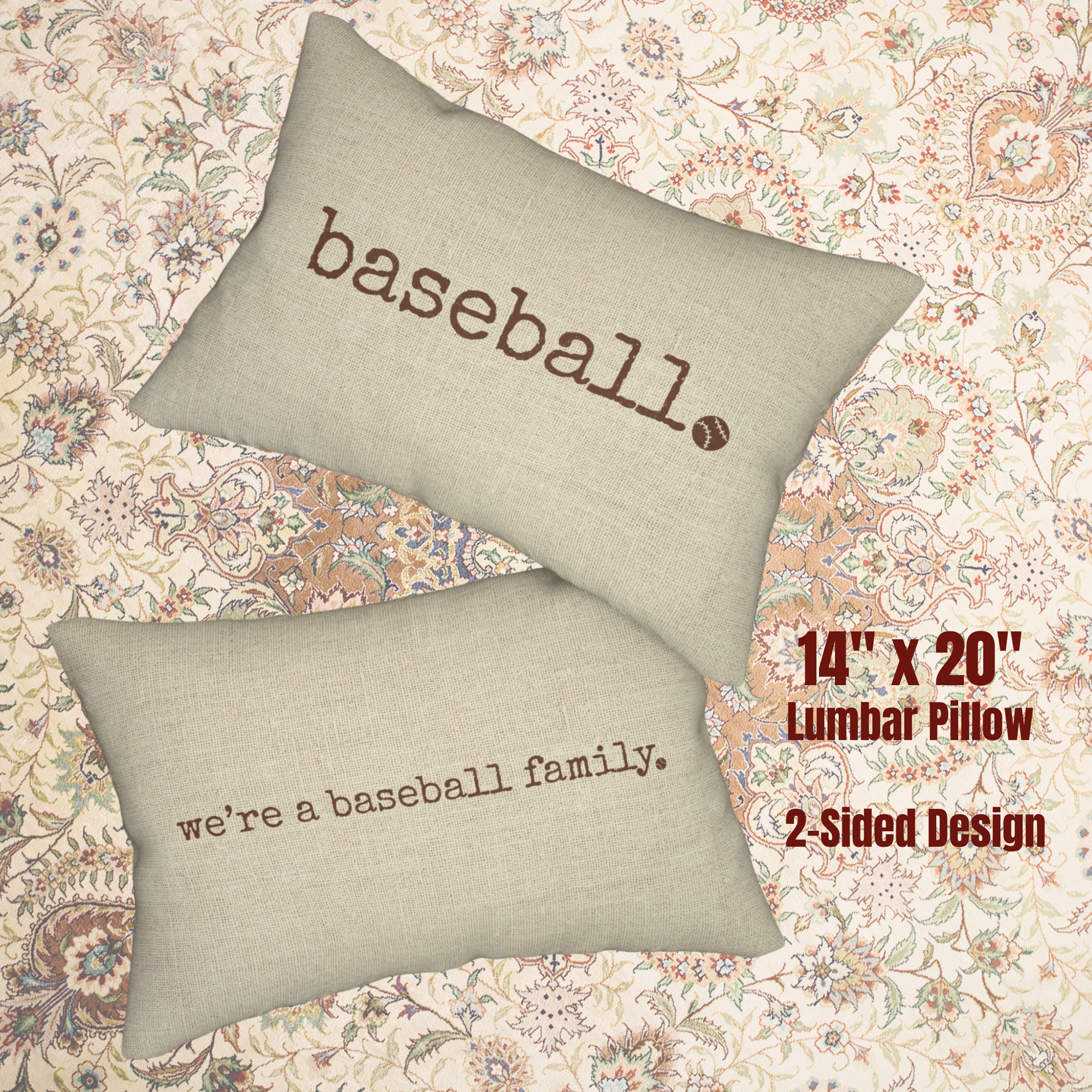 Baseball Lumbar Pillow with 2 Designs