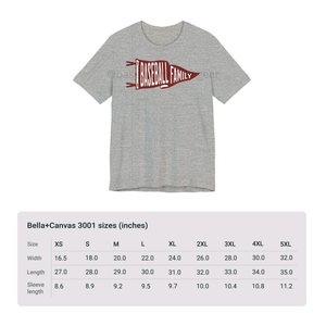 Baseball Family Pennant Unisex Short Sleeve T Shirt (available in multiple pennant colors)