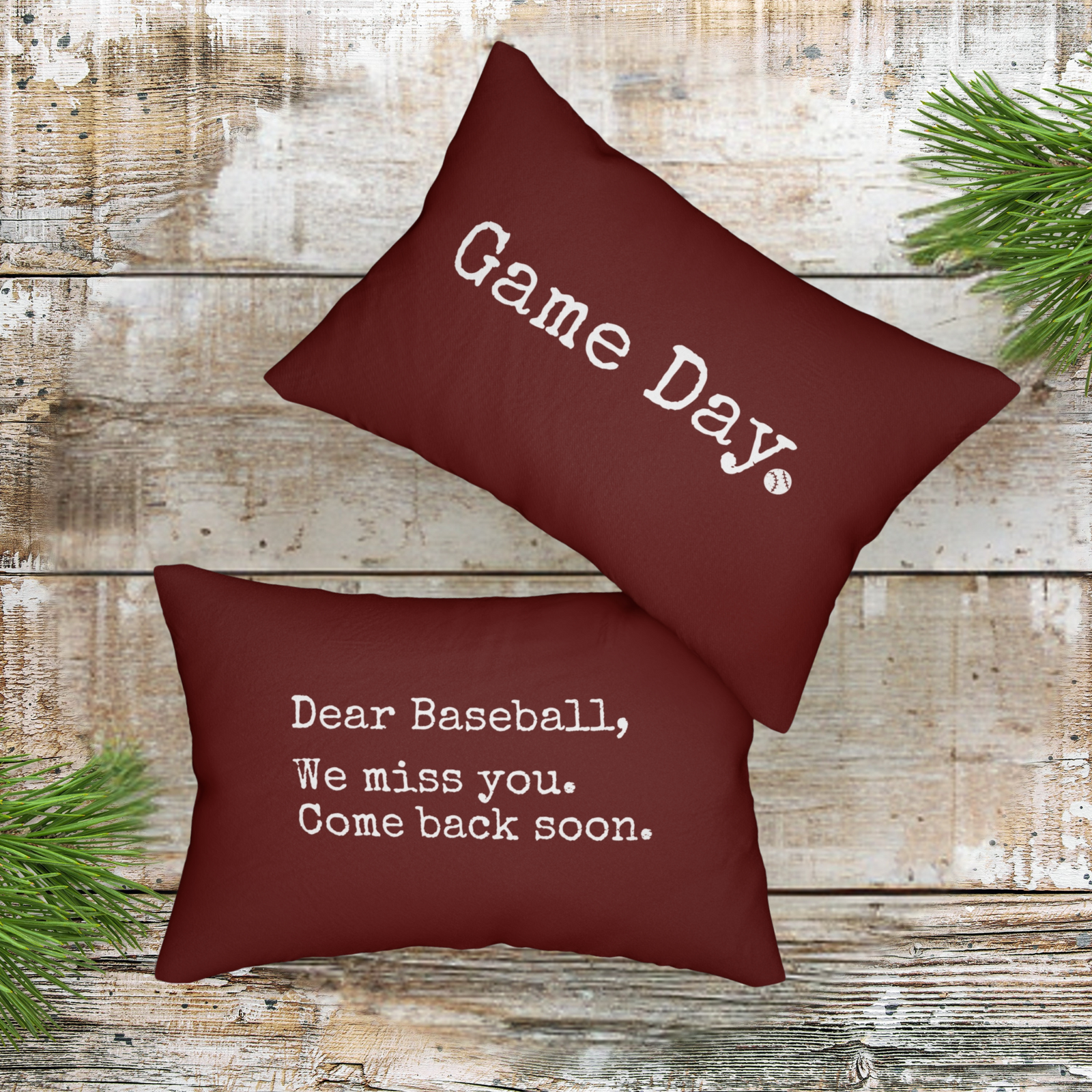 Two Sided Baseball Lumbar Pillow