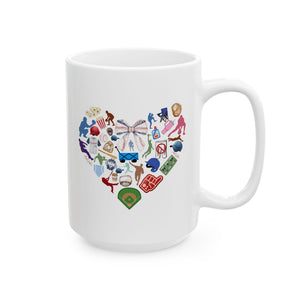 Baseball Heart 15 oz Ceramic Mug
