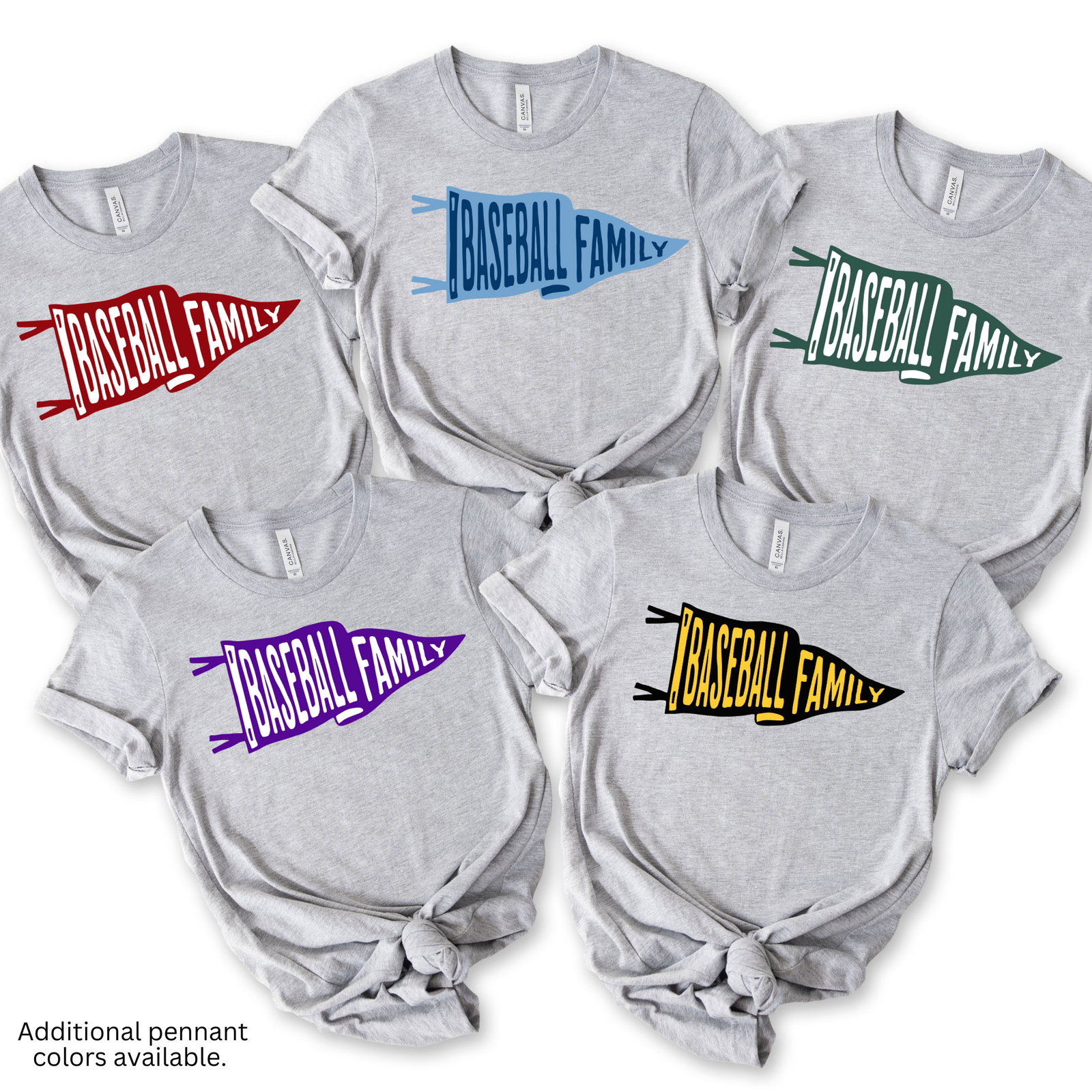 Baseball Family™ Pennant Unisex Short Sleeve T Shirt (available in multiple pennant colors)