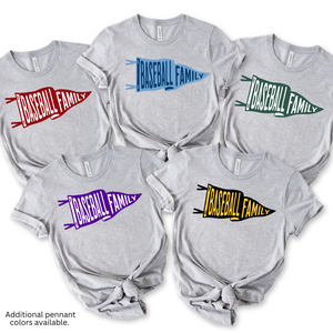 Baseball Family Pennant Unisex Short Sleeve T Shirt (available in multiple pennant colors)