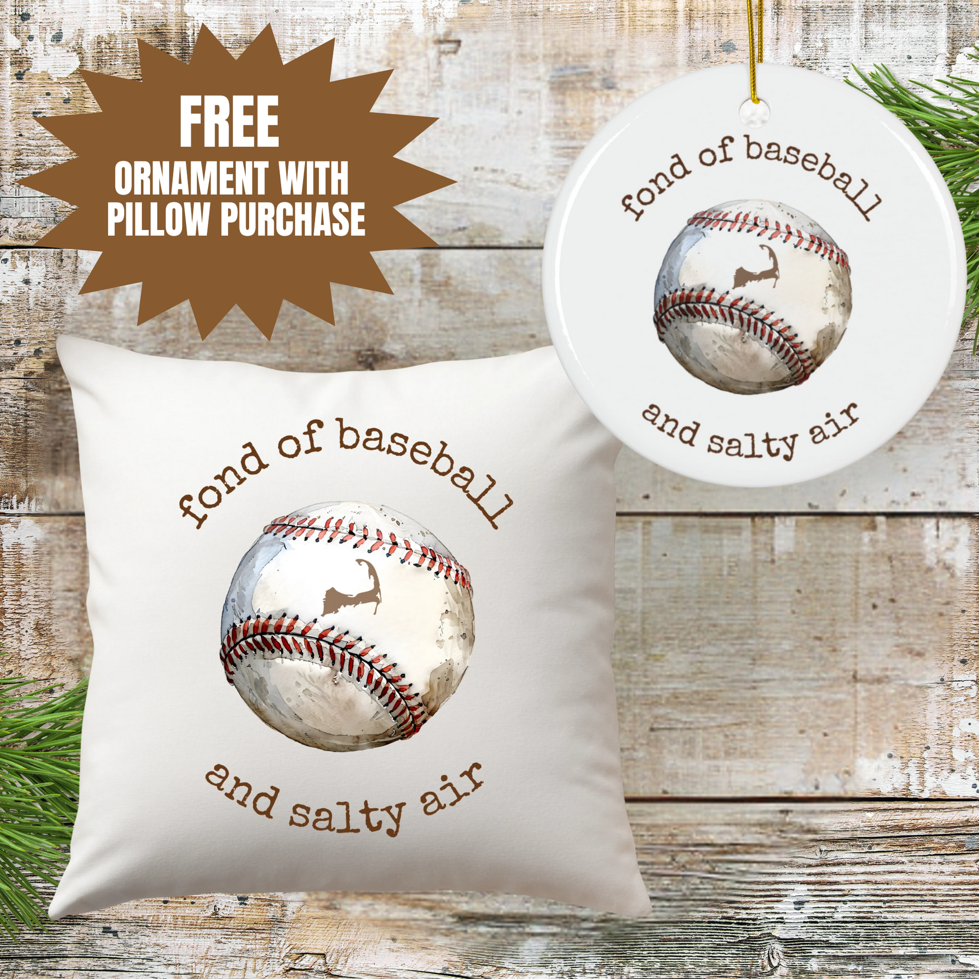 Baseball and Salty Air 16x16 Pillow