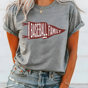 Baseball Family Pennant Unisex Short Sleeve T Shirt (available in multiple pennant colors)