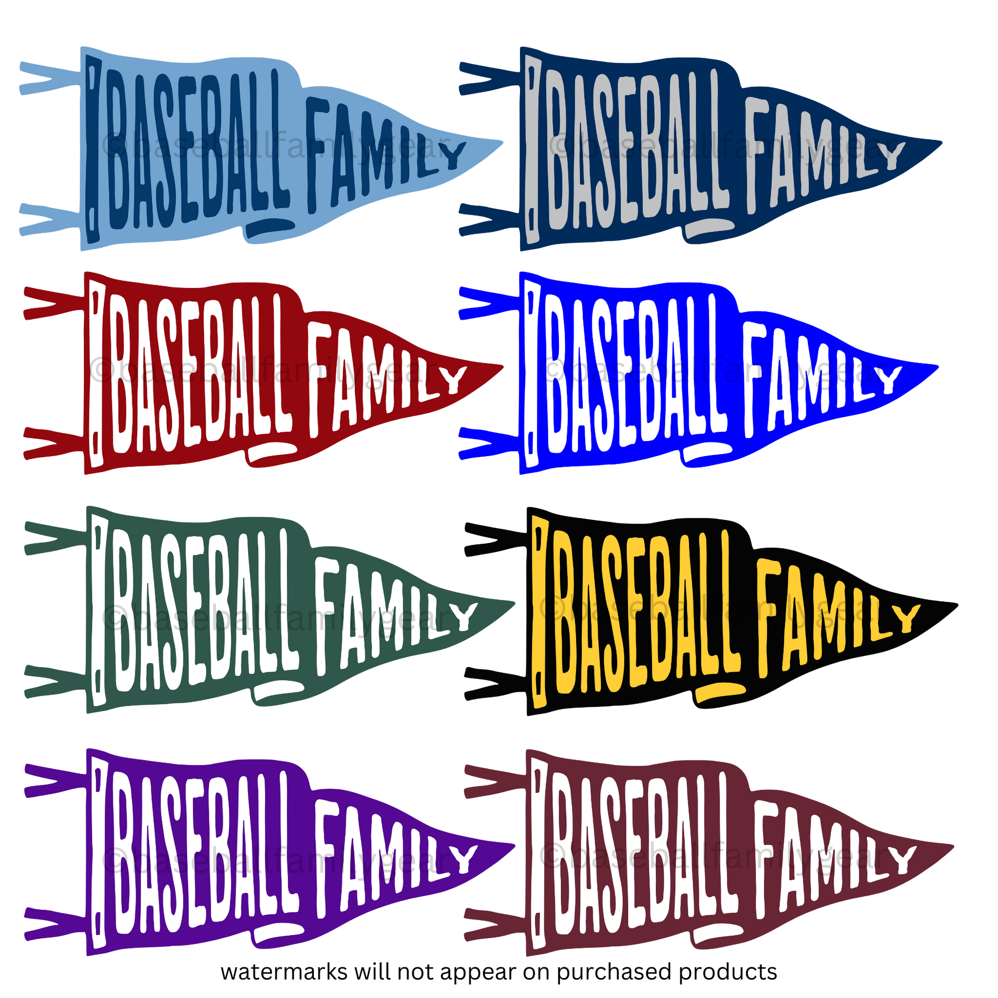Baseball Family™ Pennant Unisex Short Sleeve T Shirt (available in multiple pennant colors)