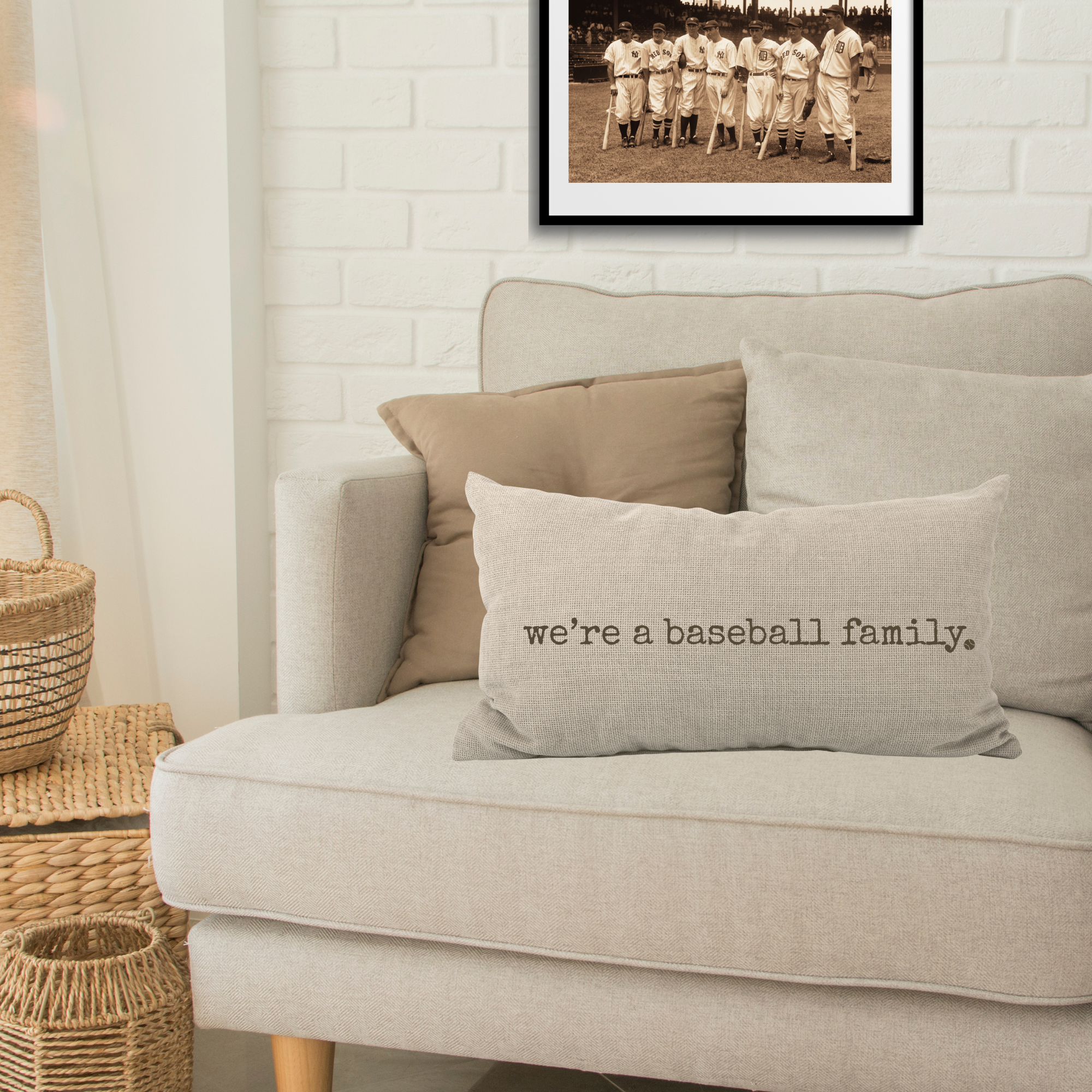 We're a Baseball Family Lumbar Pillow