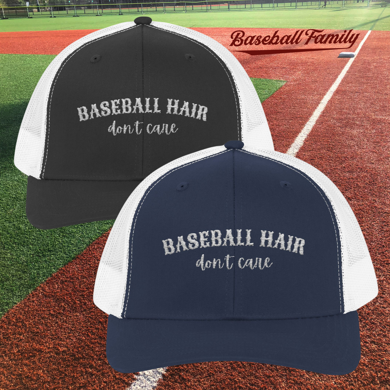 Baseball Hair Don't Care Snapback Trucker Cap