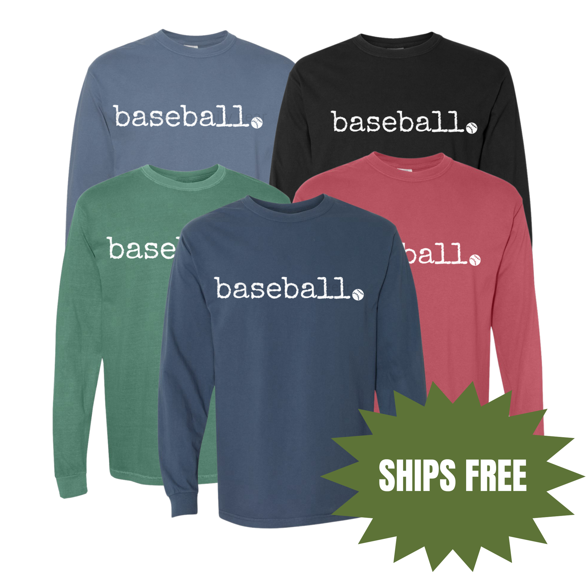 Baseball Typography Long Sleeve Shirt