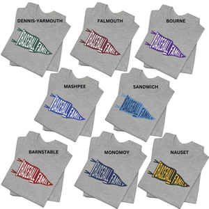 Baseball Family™ Pennant Unisex Short Sleeve T Shirt (available in multiple pennant colors)