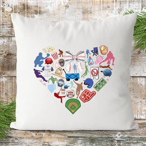 Baseball Heart Collage Pillow