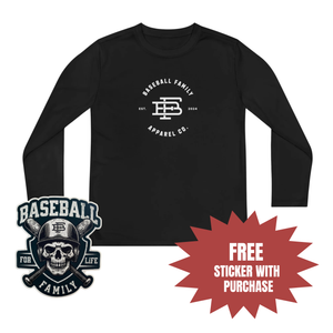 Baseball Family™ Insignia Youth Long Sleeve Moisture Wicking T Shirt