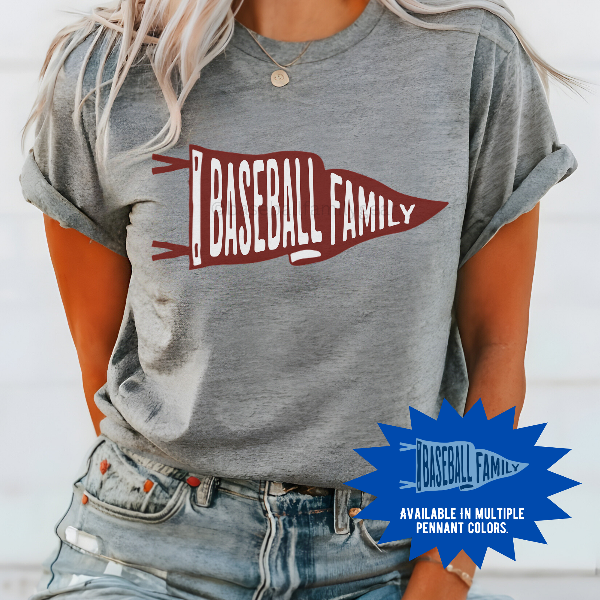 Baseball Family Pennant Unisex Short Sleeve T Shirt (available in multiple pennant colors)