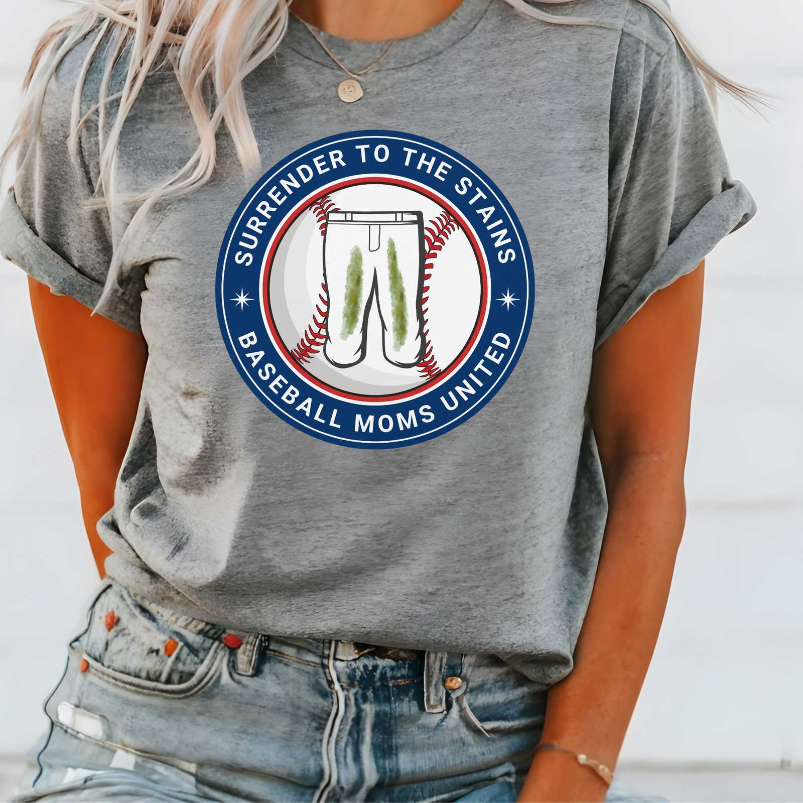 Surrender to the Stains Baseball Mom T Shirt