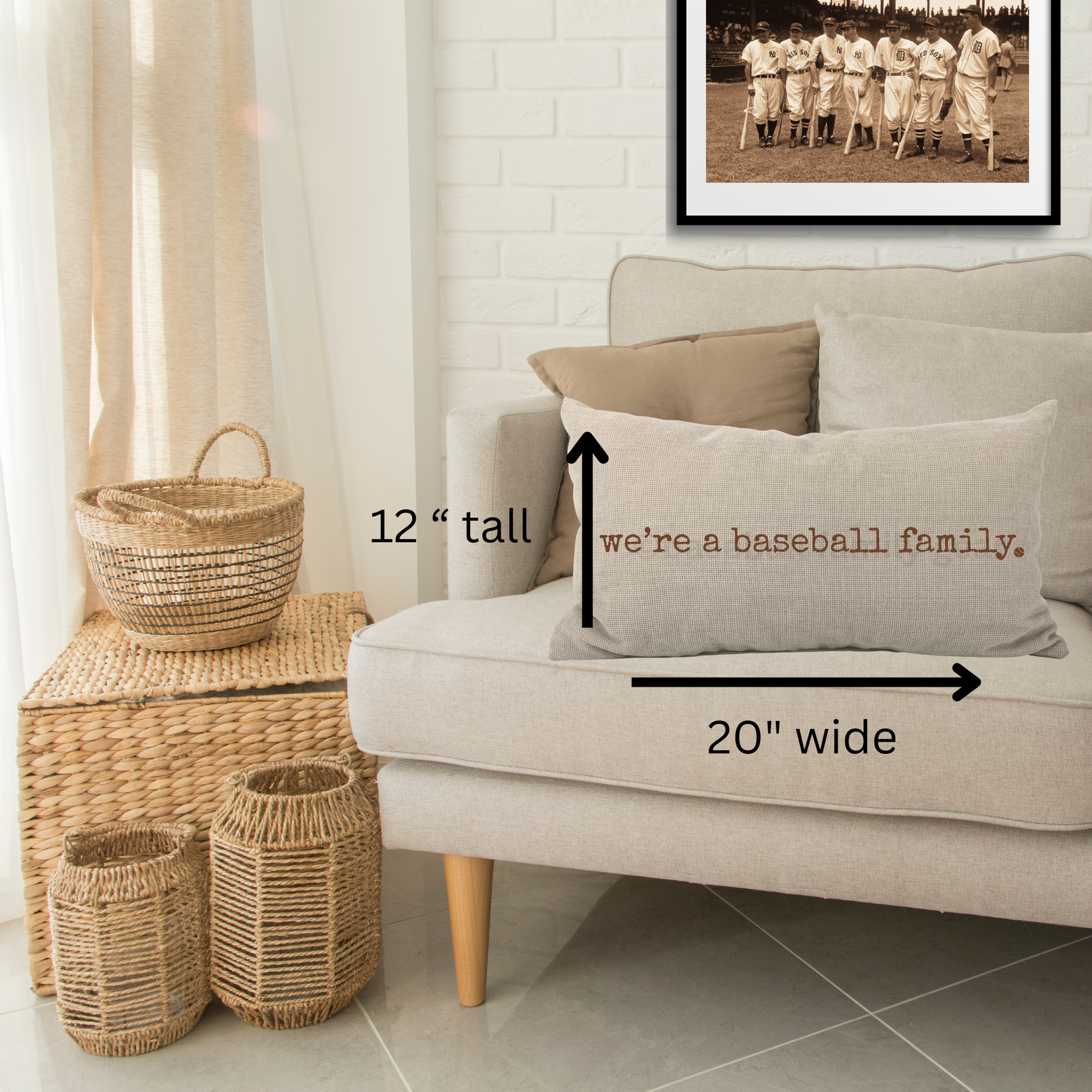We're a Baseball Family Lumbar Pillow